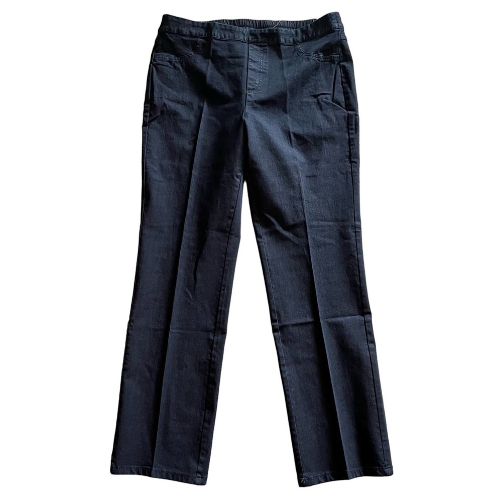NWT Isaac Mizrahi LIVE Pants 16 Dark Indigo Blue Pull On Straight Leg Cotton